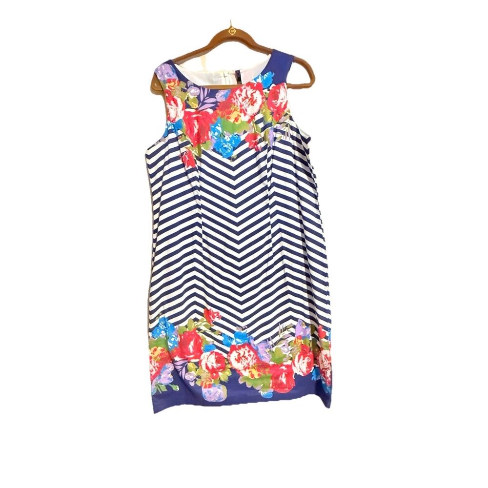 Foil Dress Women's Size 10 Floral Red, White  And  Blue Sleeveless Maxi Cotton